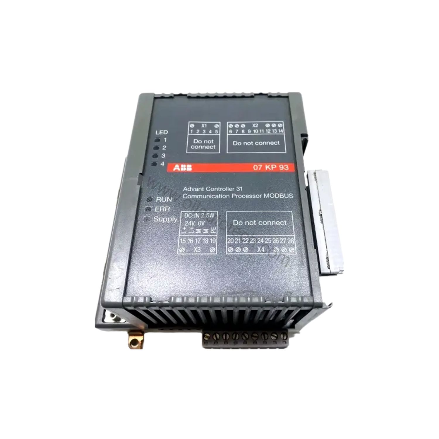Figure 1: Front view of the ABB 07KP93 industrial automation component showing its physical design and enclosure.