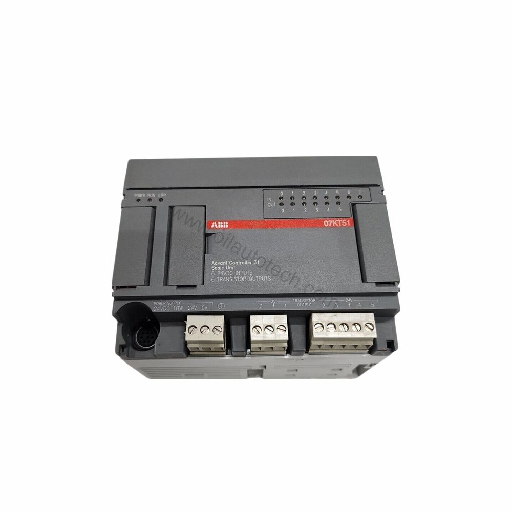 Figure 1: Front view of the ABB 07 KT 93-S industrial automation component showing its physical design and enclosure.