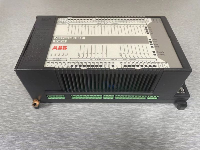 Figure 1: Front view of the ABB 07KT93 industrial automation component showing its physical design and enclosure.