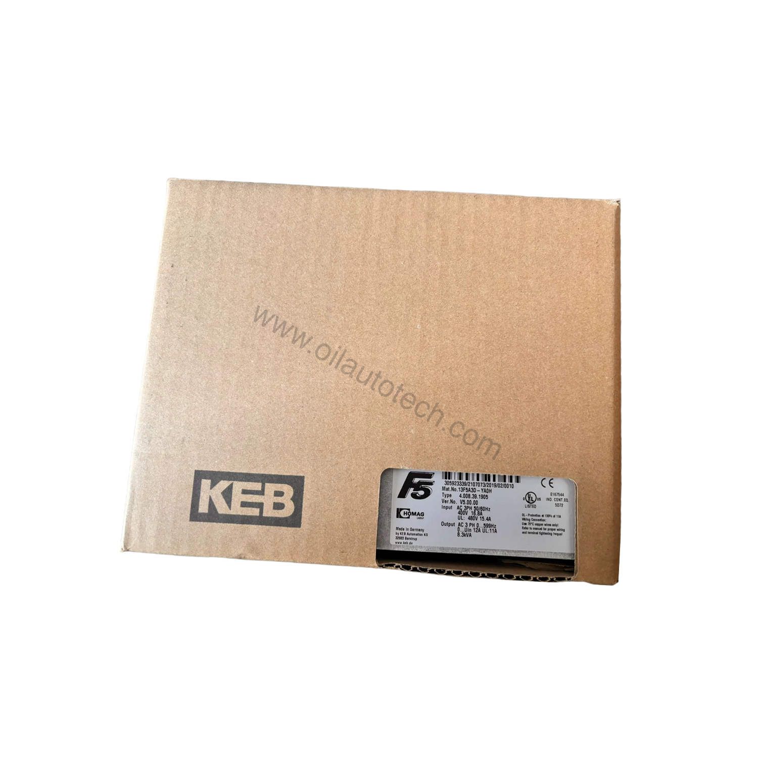Figure 1: Front view of the KEB 13F5A3D-YA0H industrial automation component showing its physical design and enclosure.
