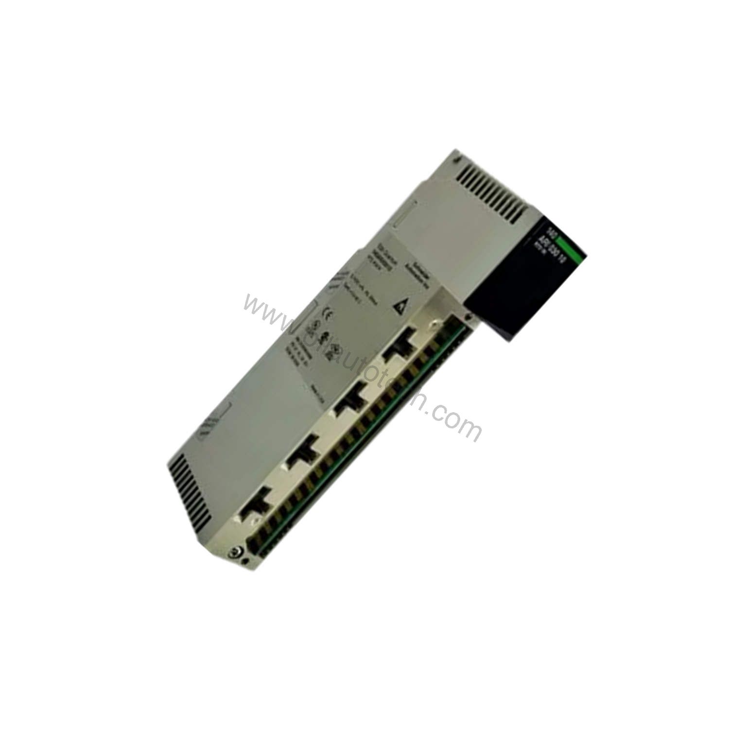 Figure 2: Technical layout and connection details for the Schneider Electric 140ARI03000C industrial automation component.