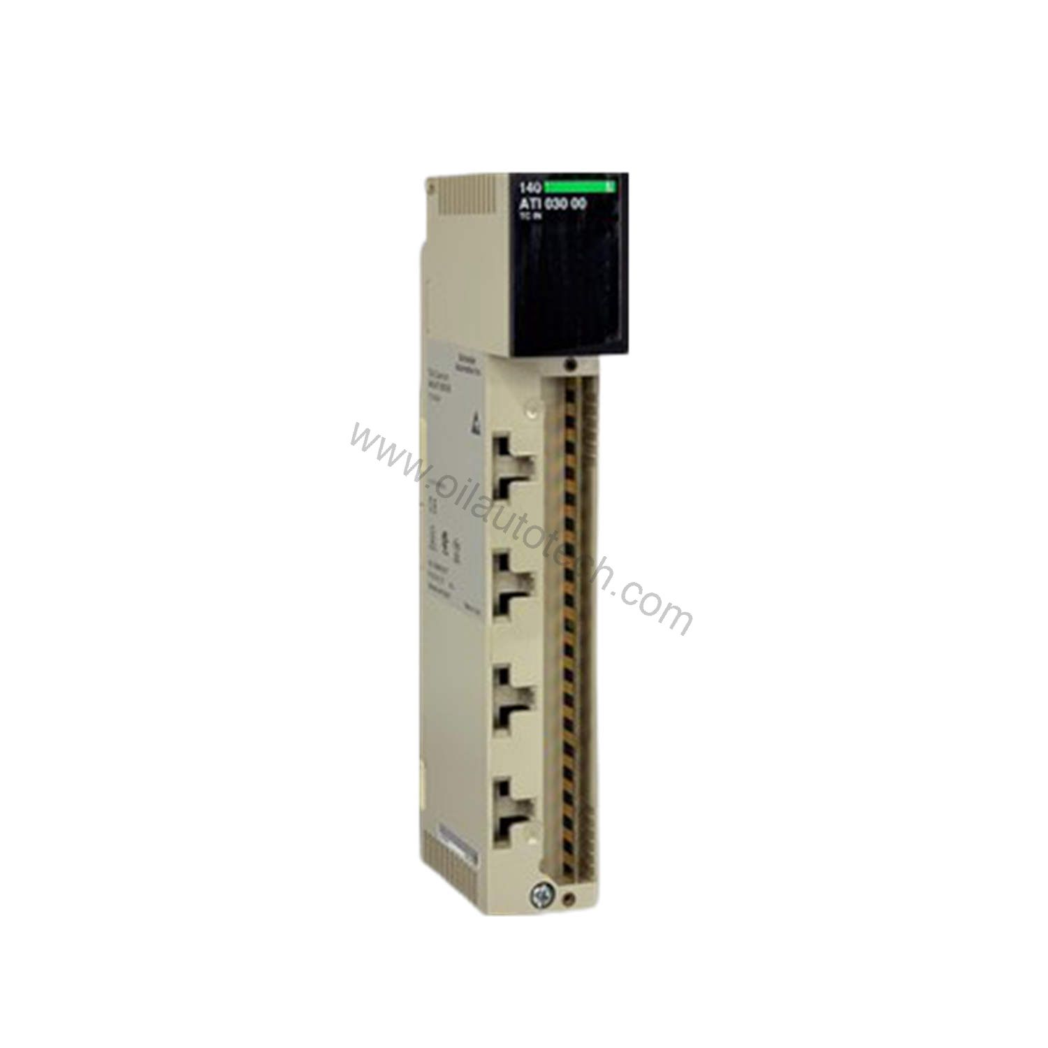 Figure 1: Front view of the Schneider Electric 140ATI03000C industrial automation component showing its physical design and enclosure.