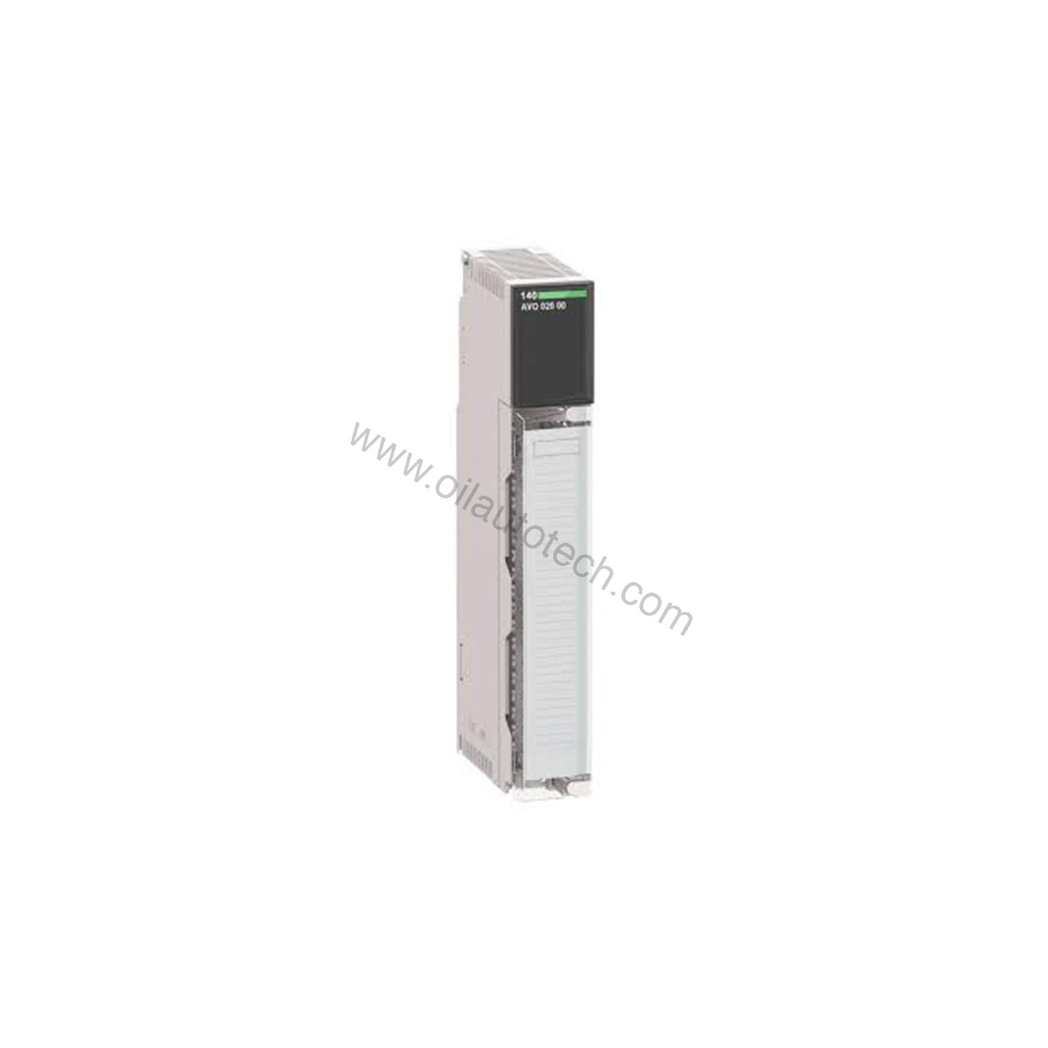 Figure 1: Front view of the Schneider Electric 140AVO02000C industrial automation component showing its physical design and enclosure.