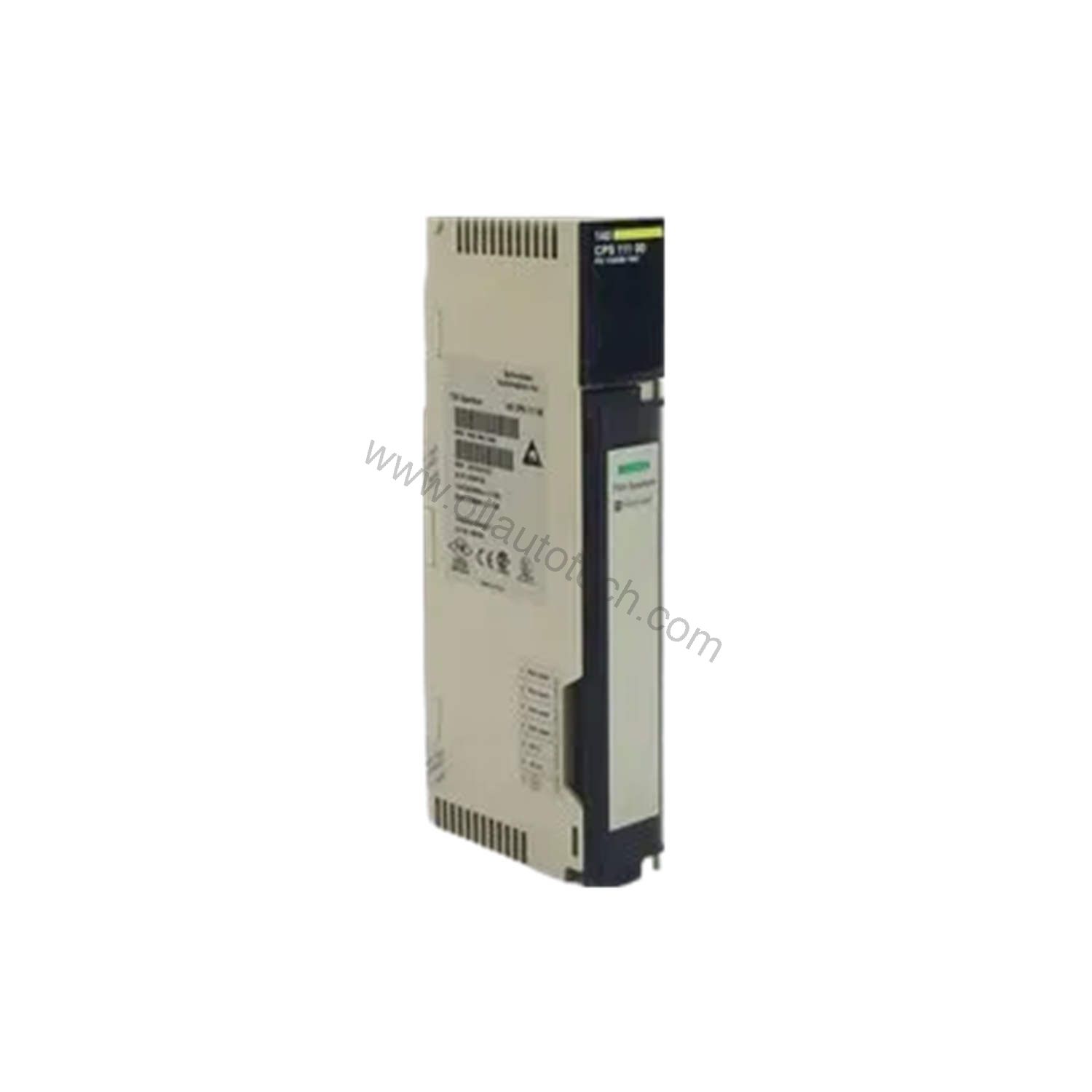 Figure 1: Front view of the Schneider Electric 140CPS11100C industrial automation component showing its physical design and enclosure.