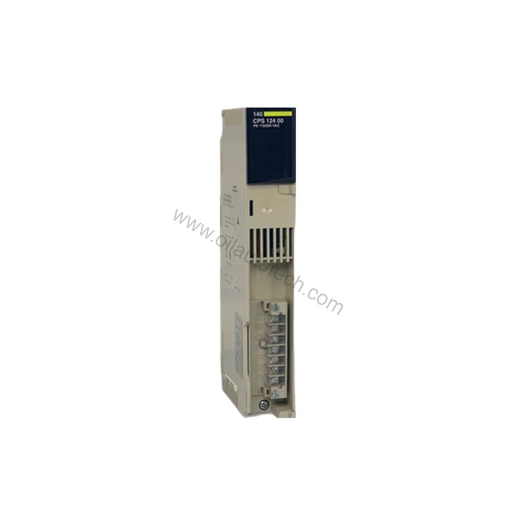 Figure 1: Front view of the Schneider Electric 140CPS11400C industrial automation component showing its physical design and enclosure.