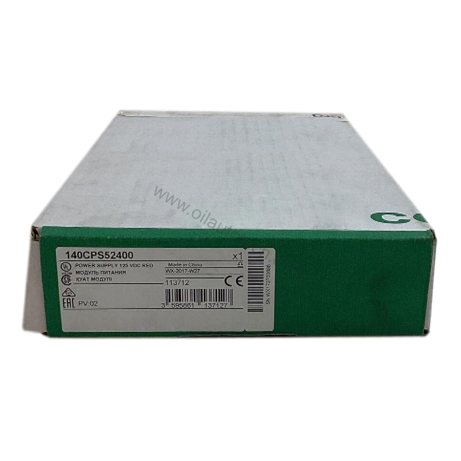 Figure 1: Front view of the Schneider Electric 140CPS52400C industrial automation component showing its physical design and enclosure.