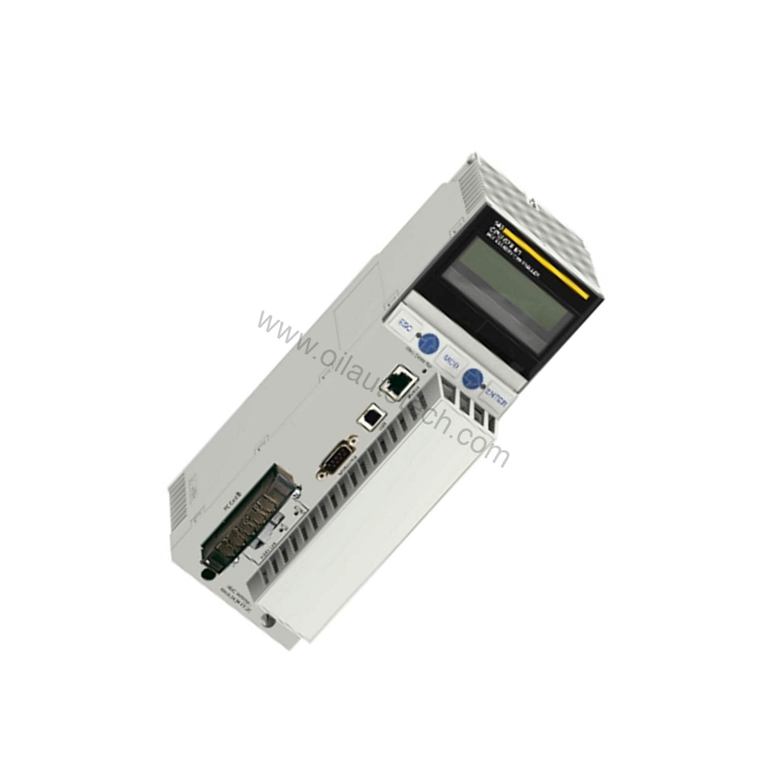 Figure 2: Technical layout and connection details for the Schneider Electric 140CPU67261C industrial automation component.