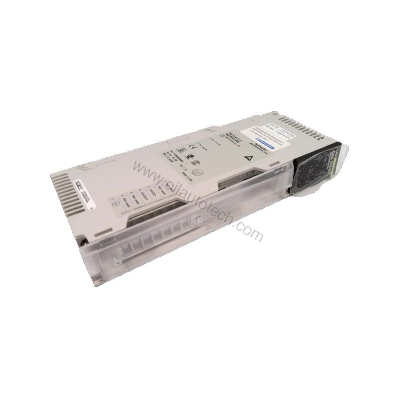 Figure 1: Front view of the Schneider Electric 140CRA21220C industrial automation component showing its physical design and enclosure.