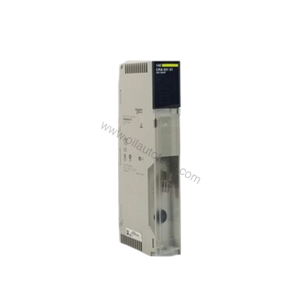 Figure 1: Front view of the Schneider Electric 140CRA93101C industrial automation component showing its physical design and enclosure.