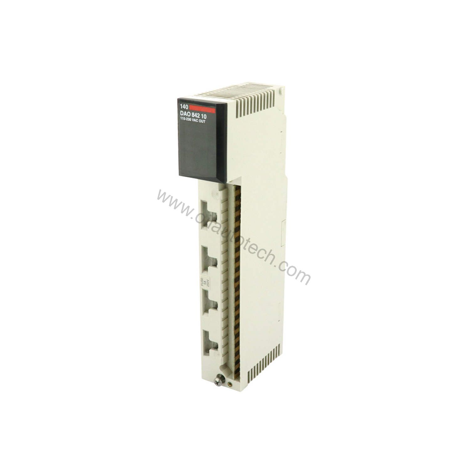 Figure 1: Front view of the Schneider Electric 140DAO84210C industrial automation component showing its physical design and enclosure.