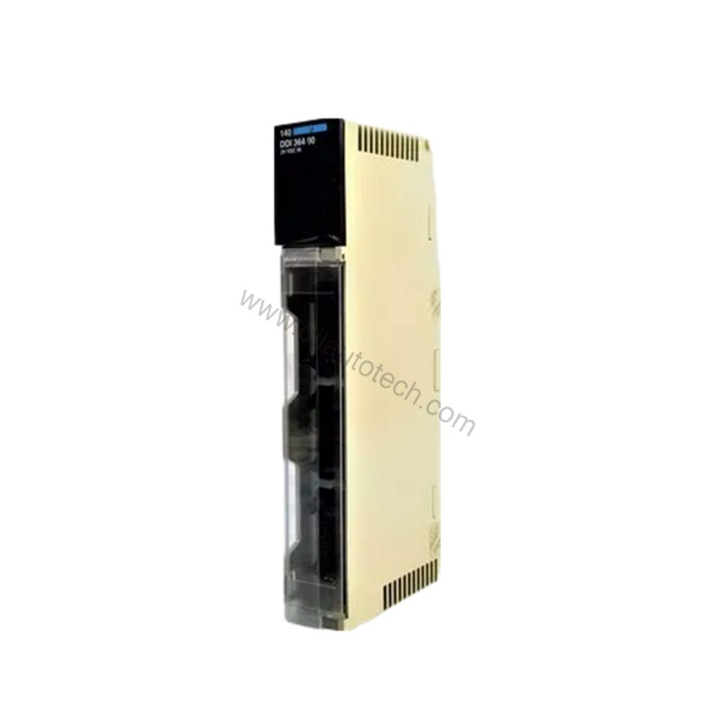 Figure 1: Front view of the Schneider Electric 140DDI36400C industrial automation component showing its physical design and enclosure.