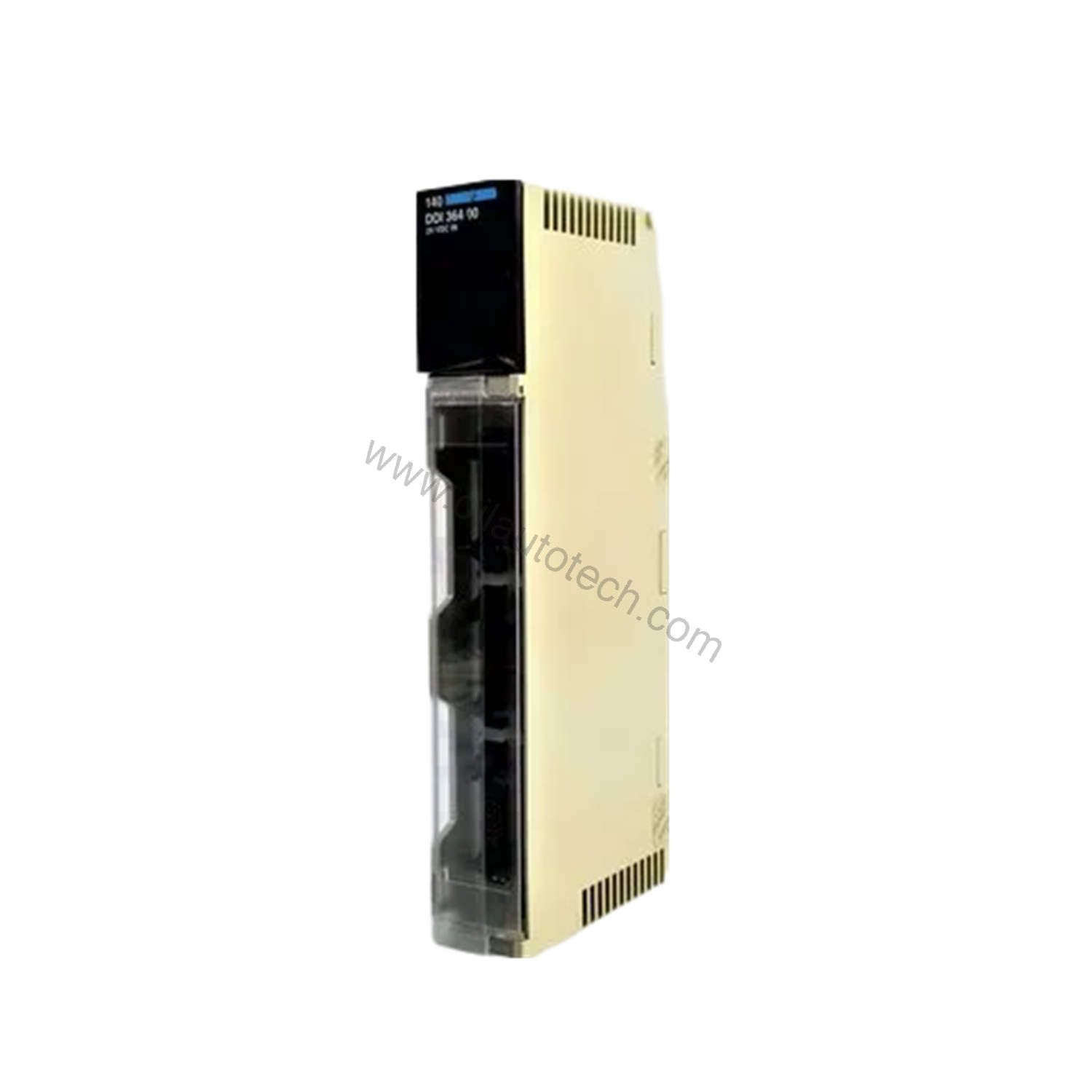 Figure 1: Front view of the Schneider Electric 140DDI36400C industrial automation component showing its physical design and enclosure.