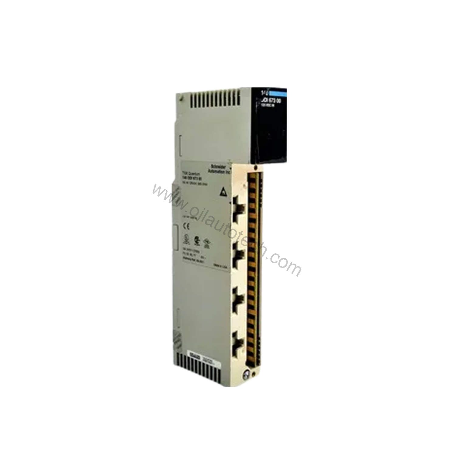 Figure 1: Front view of the Schneider Electric 140DDI67300C industrial automation component showing its physical design and enclosure.