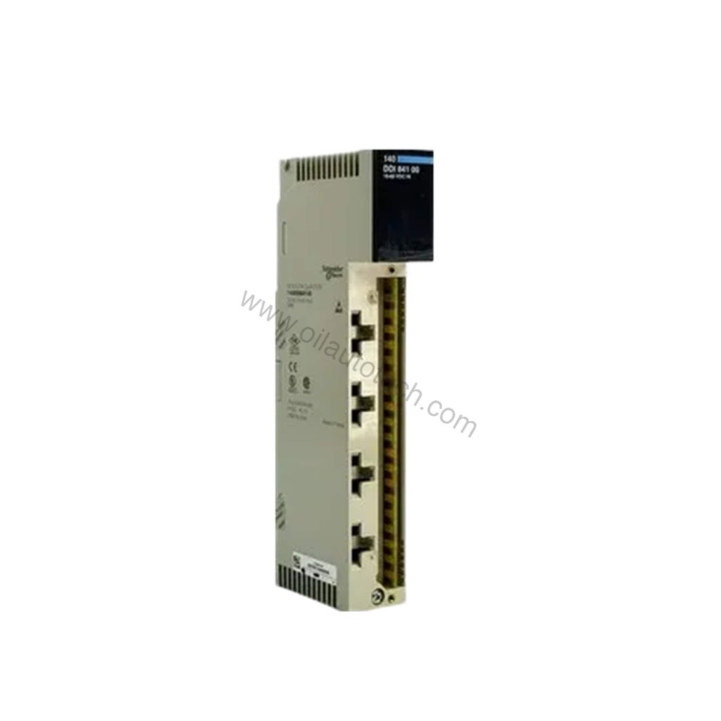 Figure 1: Front view of the Schneider Electric 140DDI84100C industrial automation component showing its physical design and enclosure.
