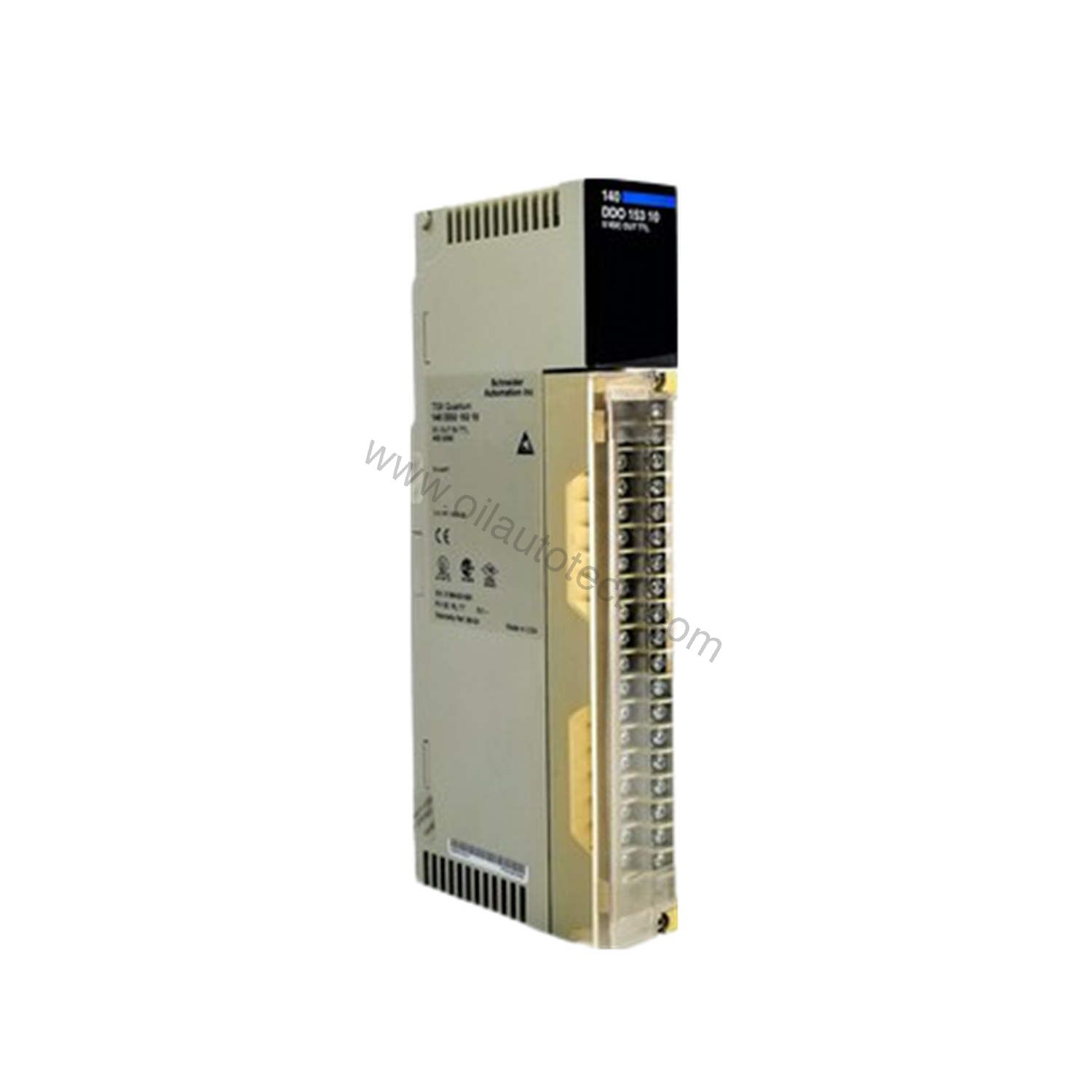 Figure 1: Front view of the Schneider Electric 140DDO15310C industrial automation component showing its physical design and enclosure.