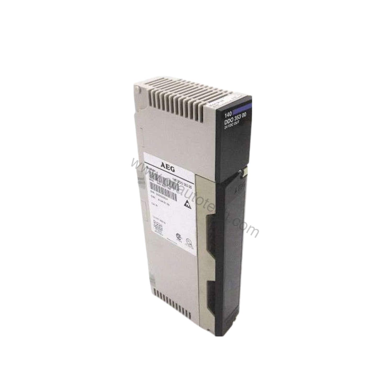 Figure 2: Technical layout and connection details for the Schneider Electric 140DDO35300C industrial automation component.