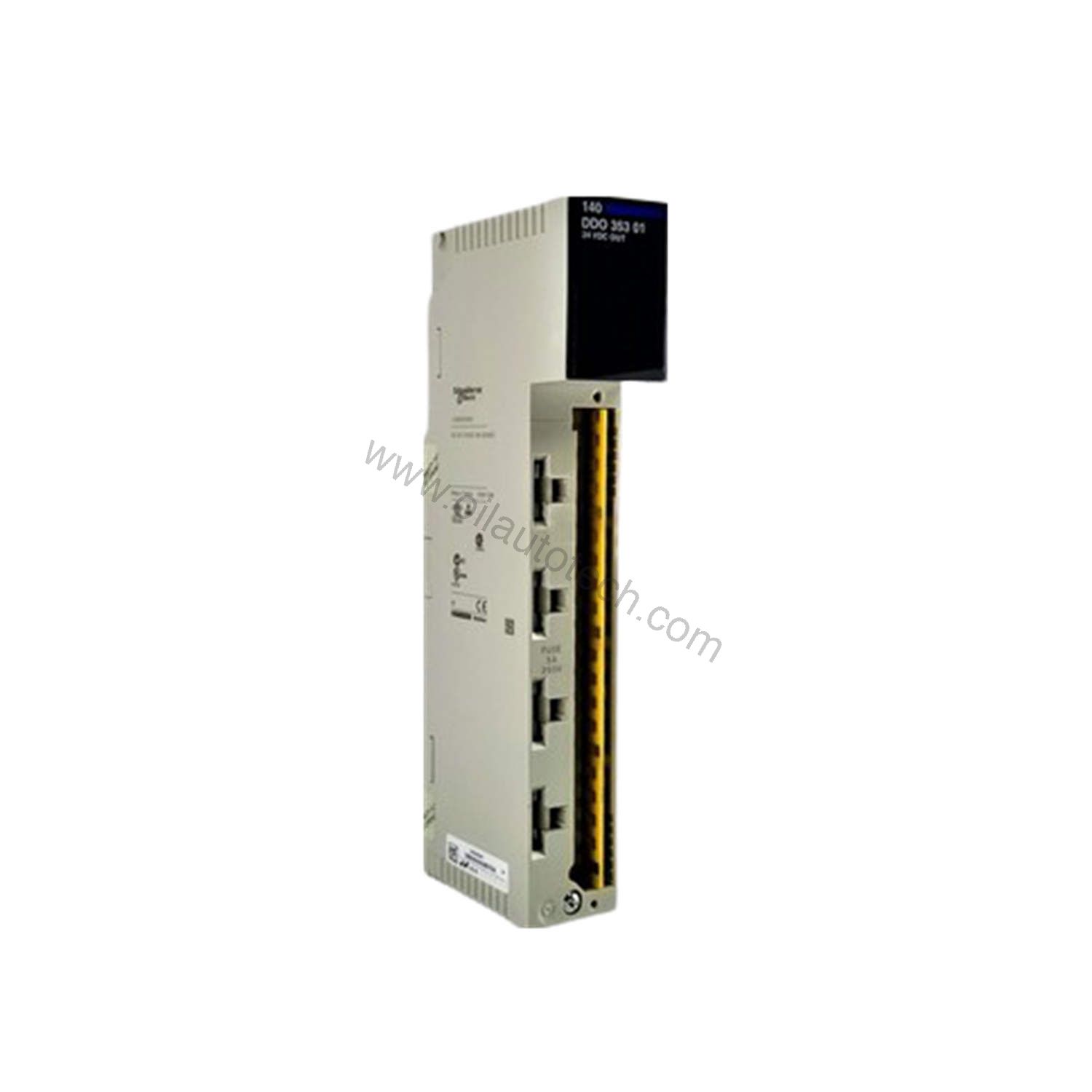 Figure 1: Front view of the Schneider Electric 140DDO35301C industrial automation component showing its physical design and enclosure.
