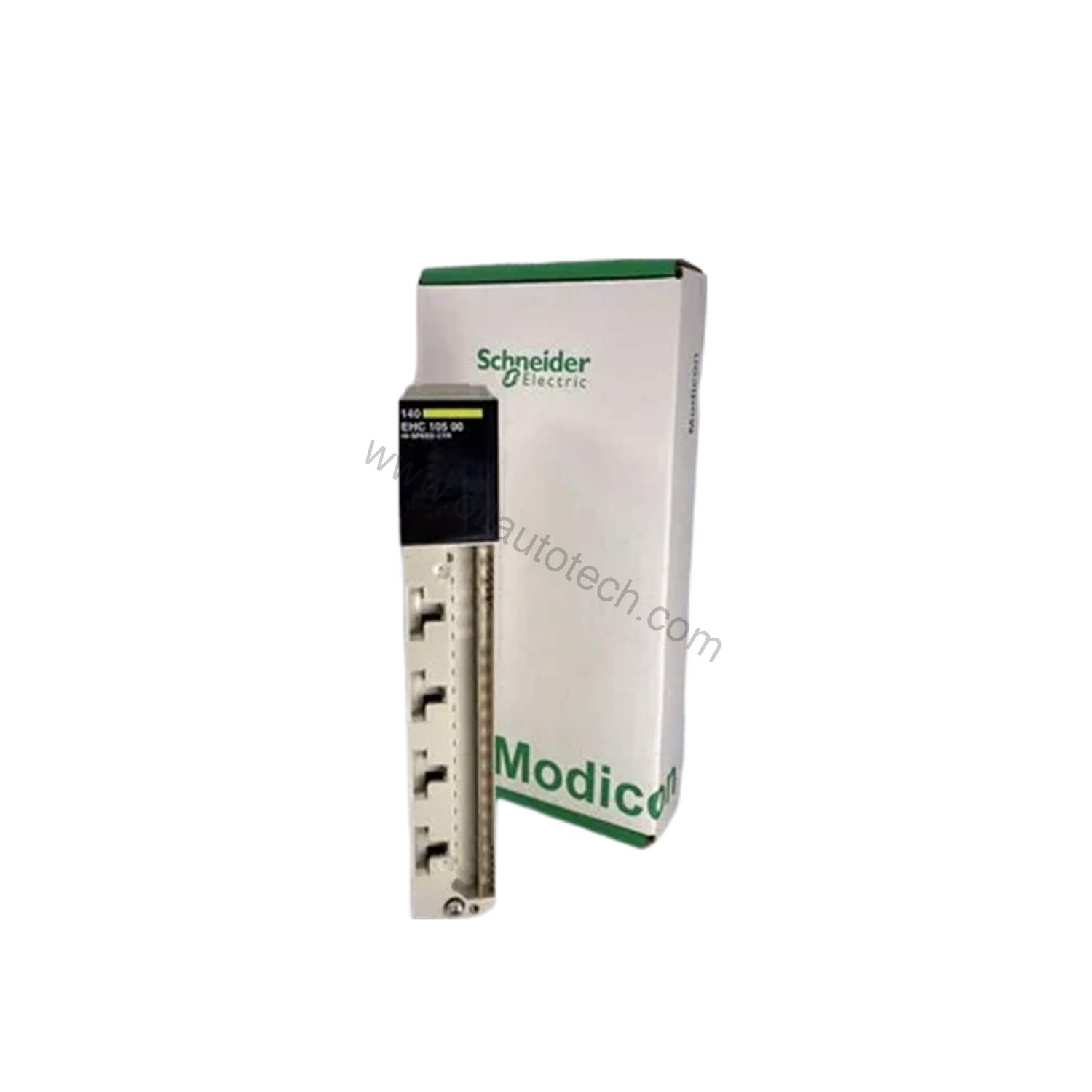 Figure 1: Front view of the Schneider Electric 140EDK77100 industrial automation component showing its physical design and enclosure.