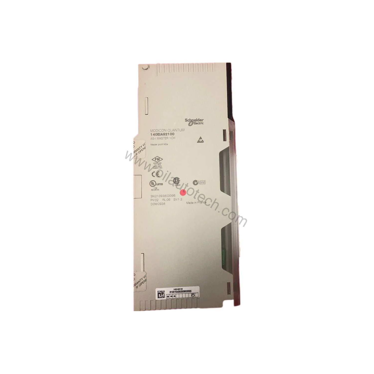 Figure 1: Front view of the Schneider Electric 140EIA92100C industrial automation component showing its physical design and enclosure.