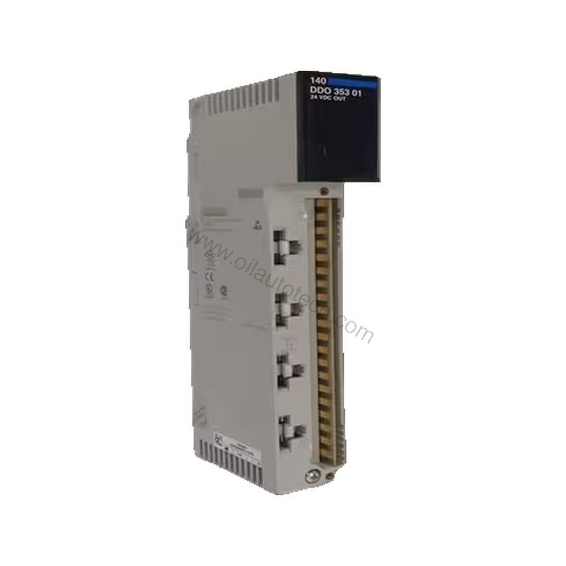 Figure 1: Front view of the Schneider Electric 140NOE35100 industrial automation component showing its physical design and enclosure.