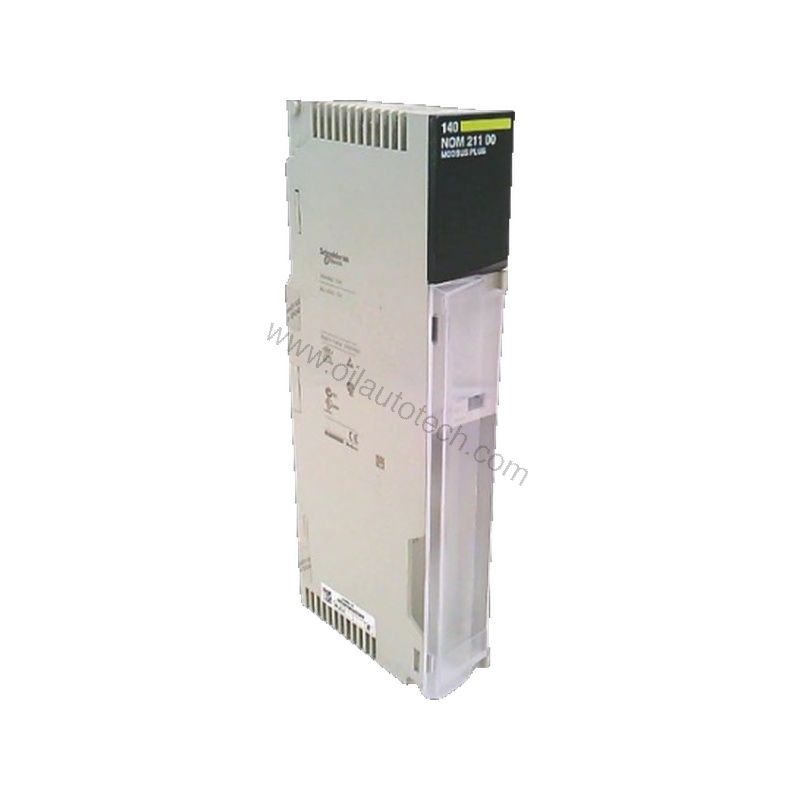 Figure 1: Front view of the Schneider Electric 140NOM21100C industrial automation component showing its physical design and enclosure.