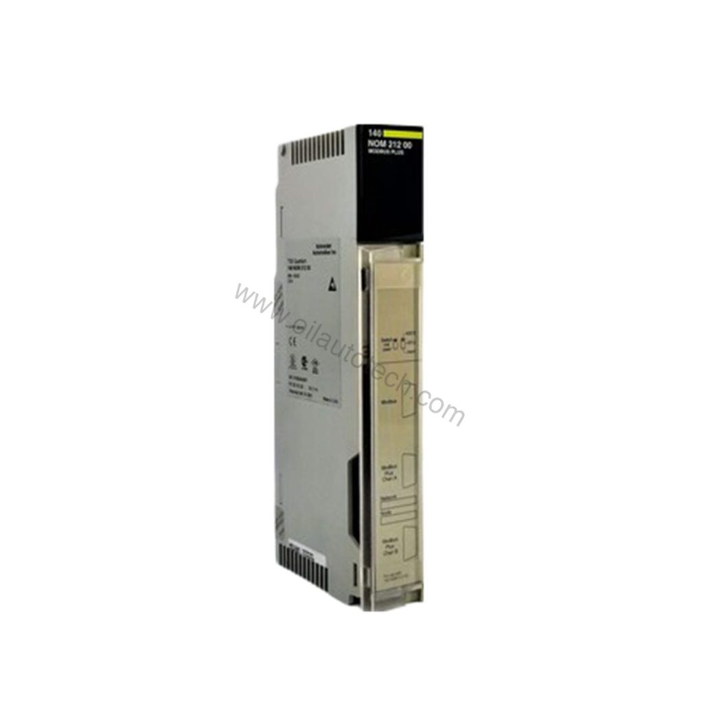 Figure 1: Front view of the Schneider Electric 140NOM21200C industrial automation component showing its physical design and enclosure.