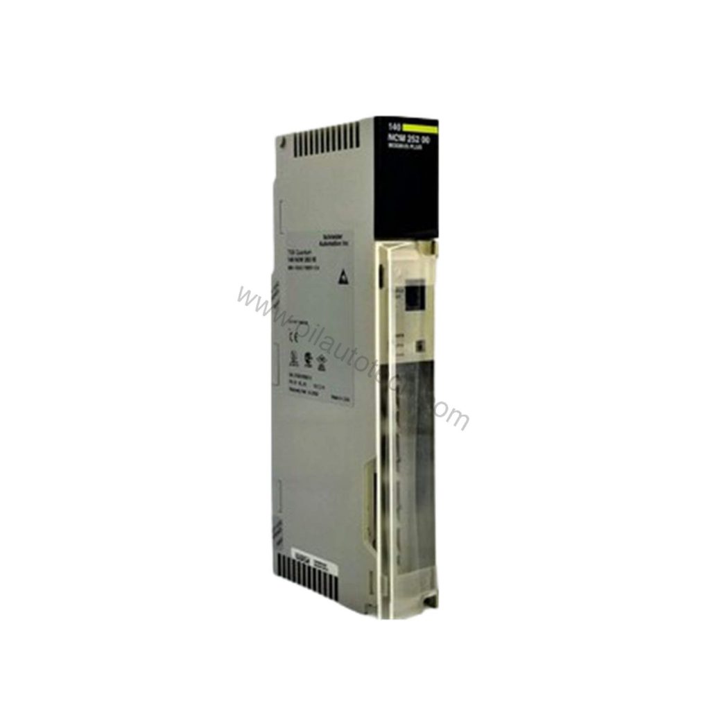 Figure 1: Front view of the Schneider Electric 140NOM25200C industrial automation component showing its physical design and enclosure.