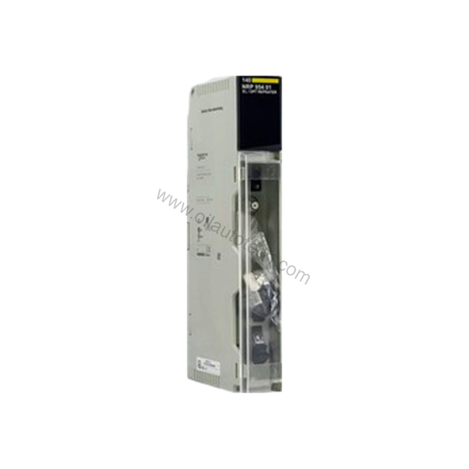 Figure 1: Front view of the Schneider Electric 140NRP95401 industrial automation component showing its physical design and enclosure.