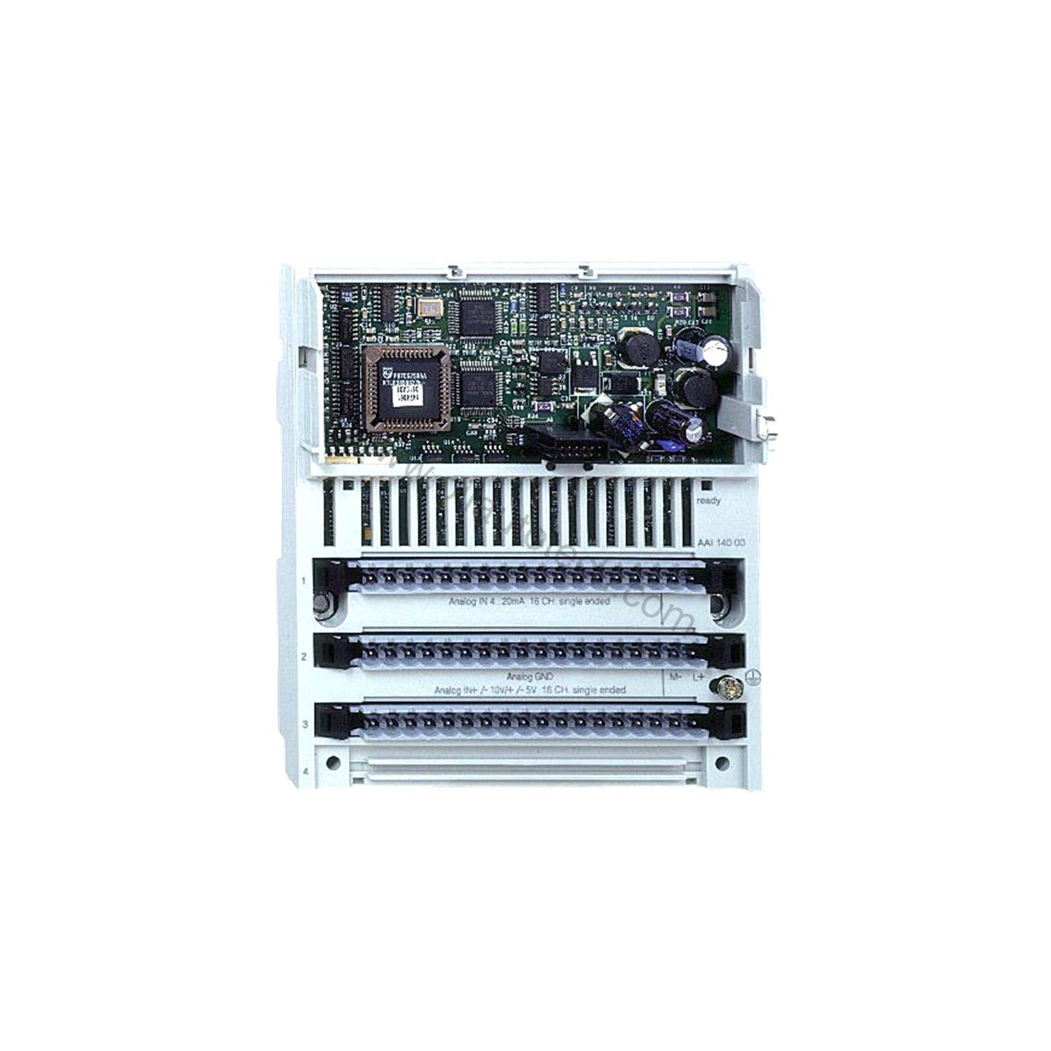 Figure 1: Front view of the Schneider 170AAI03000 industrial automation component showing its physical design and enclosure.