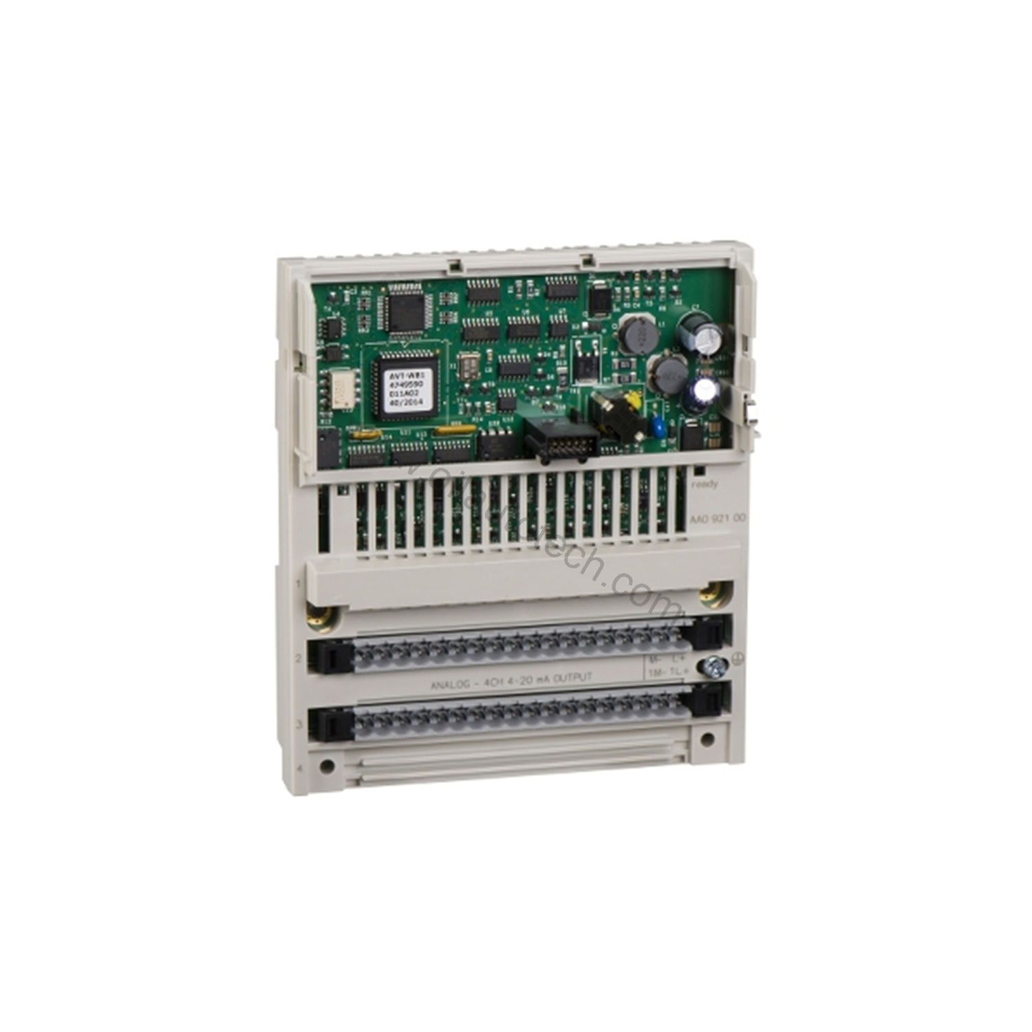 Figure 1: Front view of the Schneider 170AAO92100 industrial automation component showing its physical design and enclosure.