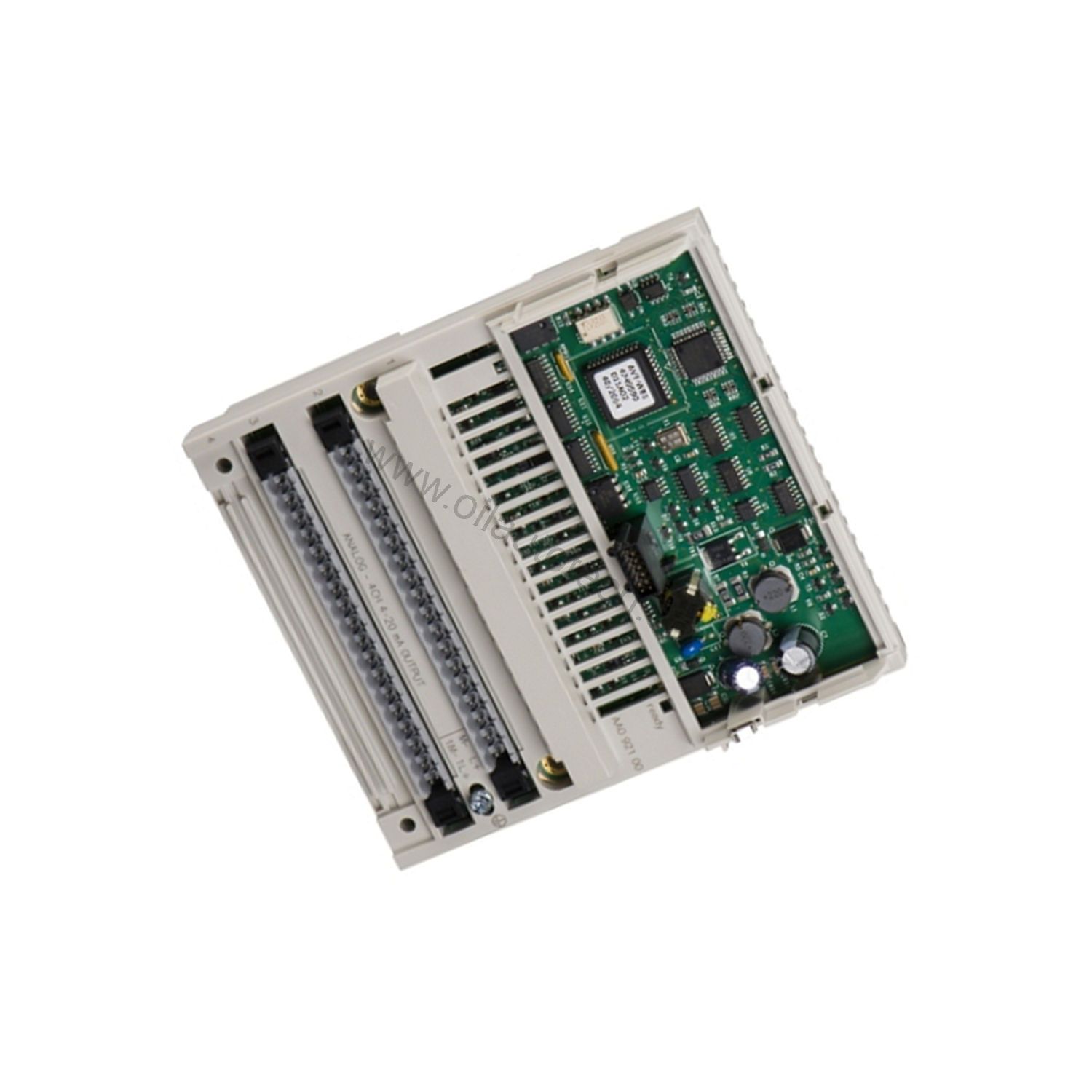 Figure 2: Technical layout and connection details for the Schneider 170AAO92100 industrial automation component.