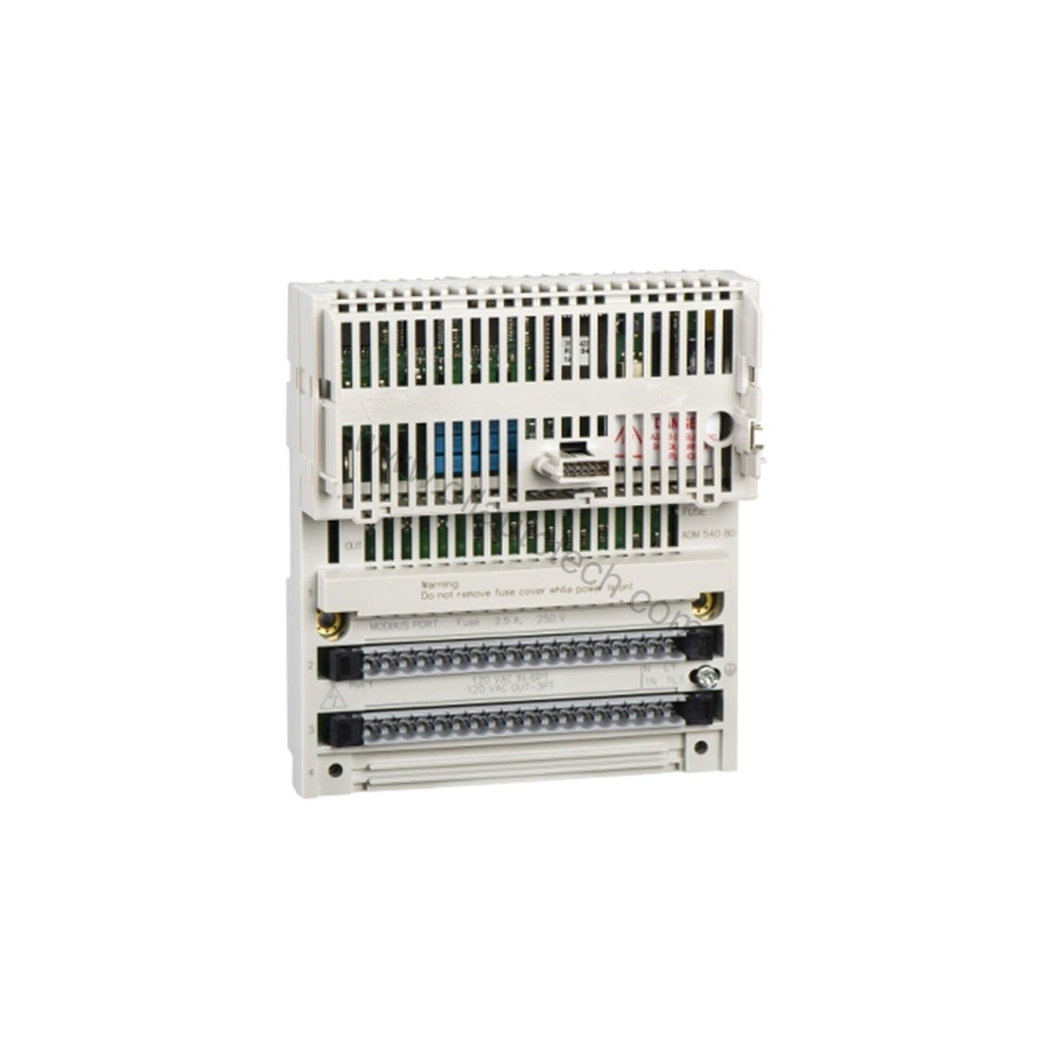 Figure 1: Front view of the Schneider 170ADM54080 industrial automation component showing its physical design and enclosure.