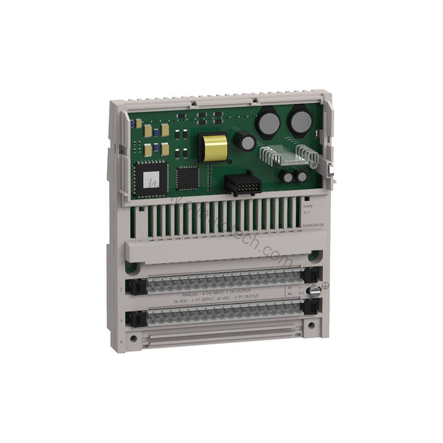 Figure 1: Front view of the Schneider 170ANR12091 industrial automation component showing its physical design and enclosure.