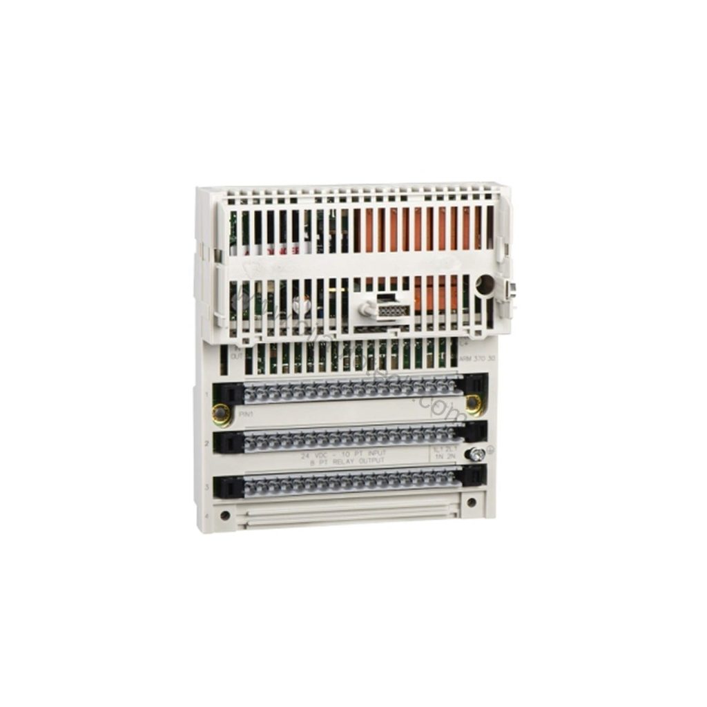 Figure 1: Front view of the Schneider Electric 170ARM37030 industrial automation component showing its physical design and enclosure.