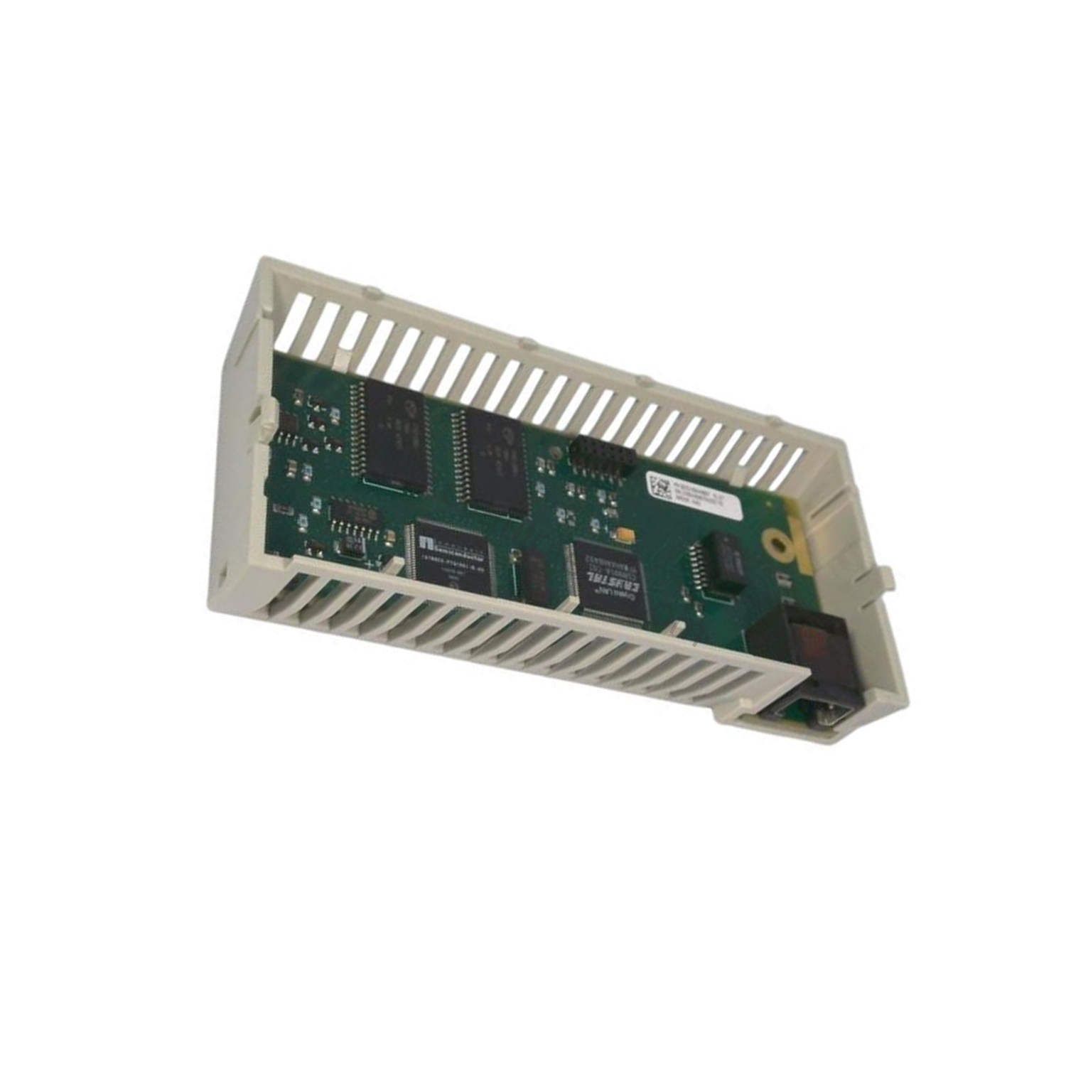 Figure 2: Technical layout and connection details for the Schneider 170ENT11002 industrial automation component.