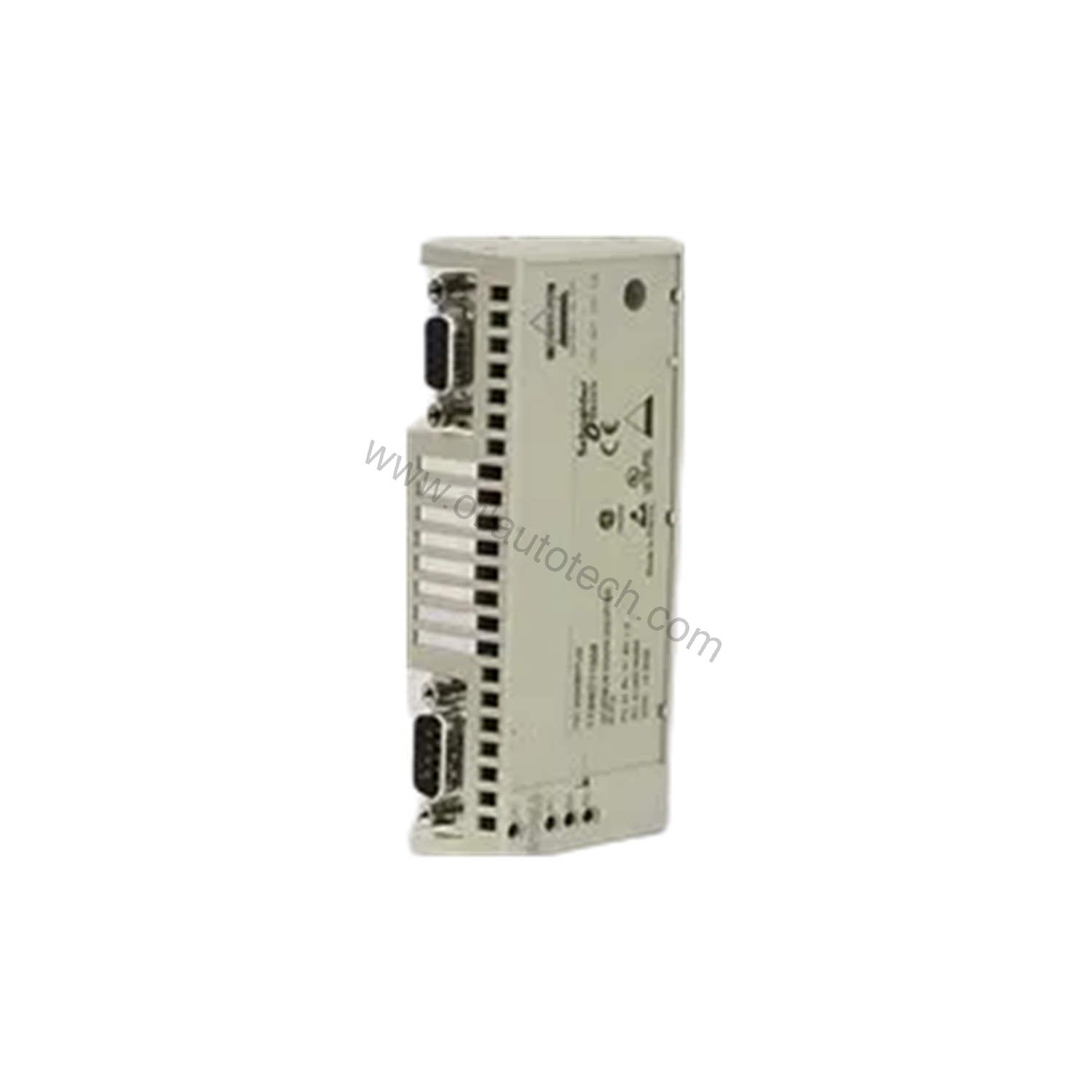 Figure 1: Front view of the Schneider Electric 170INT11003C industrial automation component showing its physical design and enclosure.