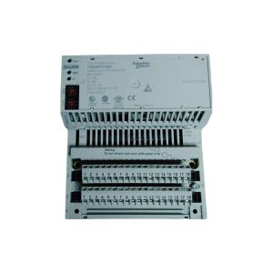 Figure 2: Technical layout and connection details for the Schneider Electric 170LNT71000 industrial automation component.