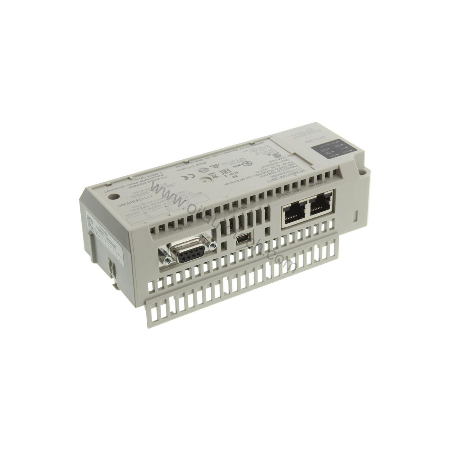 Figure 1: Front view of the Schneider 171CBU98090 industrial automation component showing its physical design and enclosure.