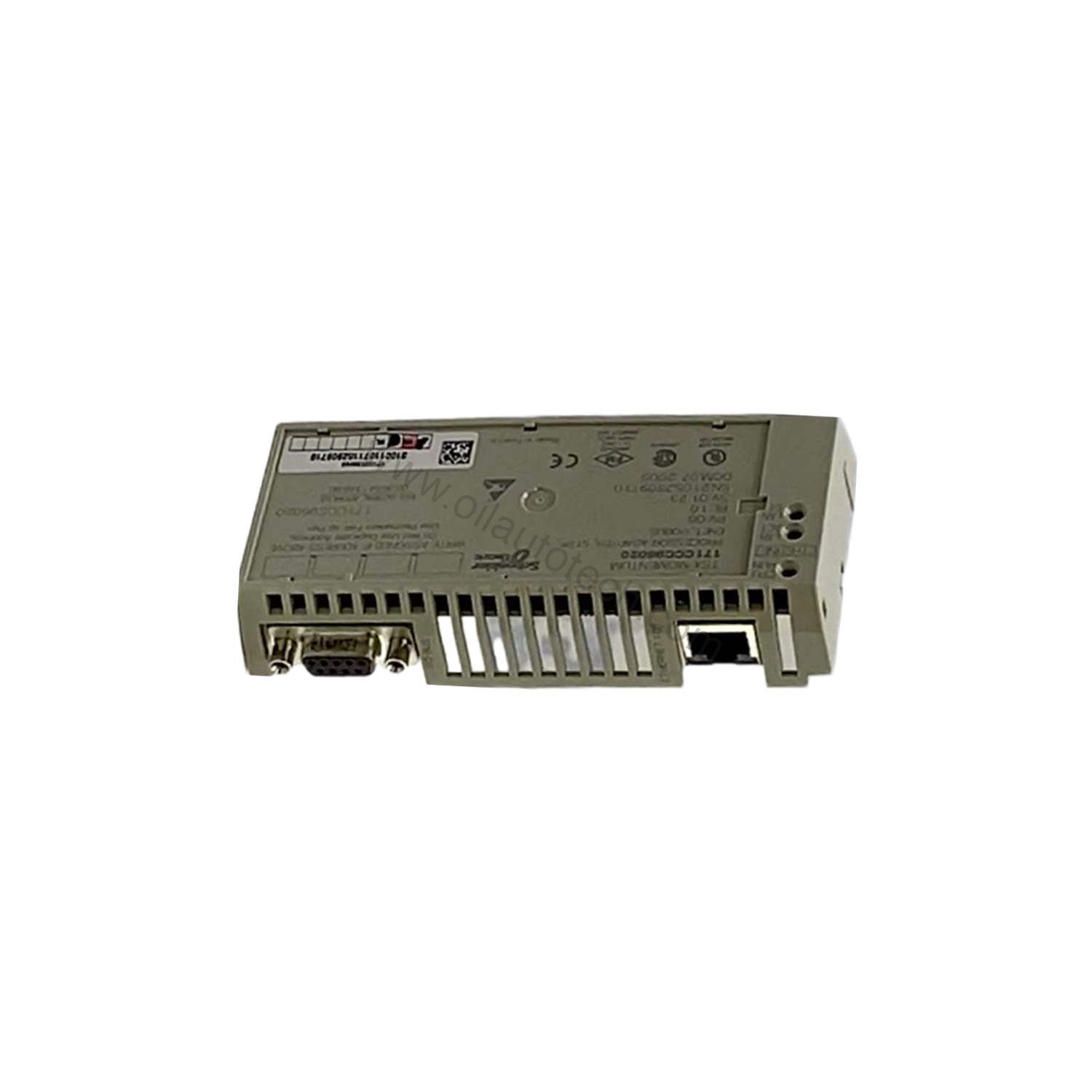 Figure 2: Technical layout and connection details for the Schneider Electric 171CCC96020C industrial automation component.