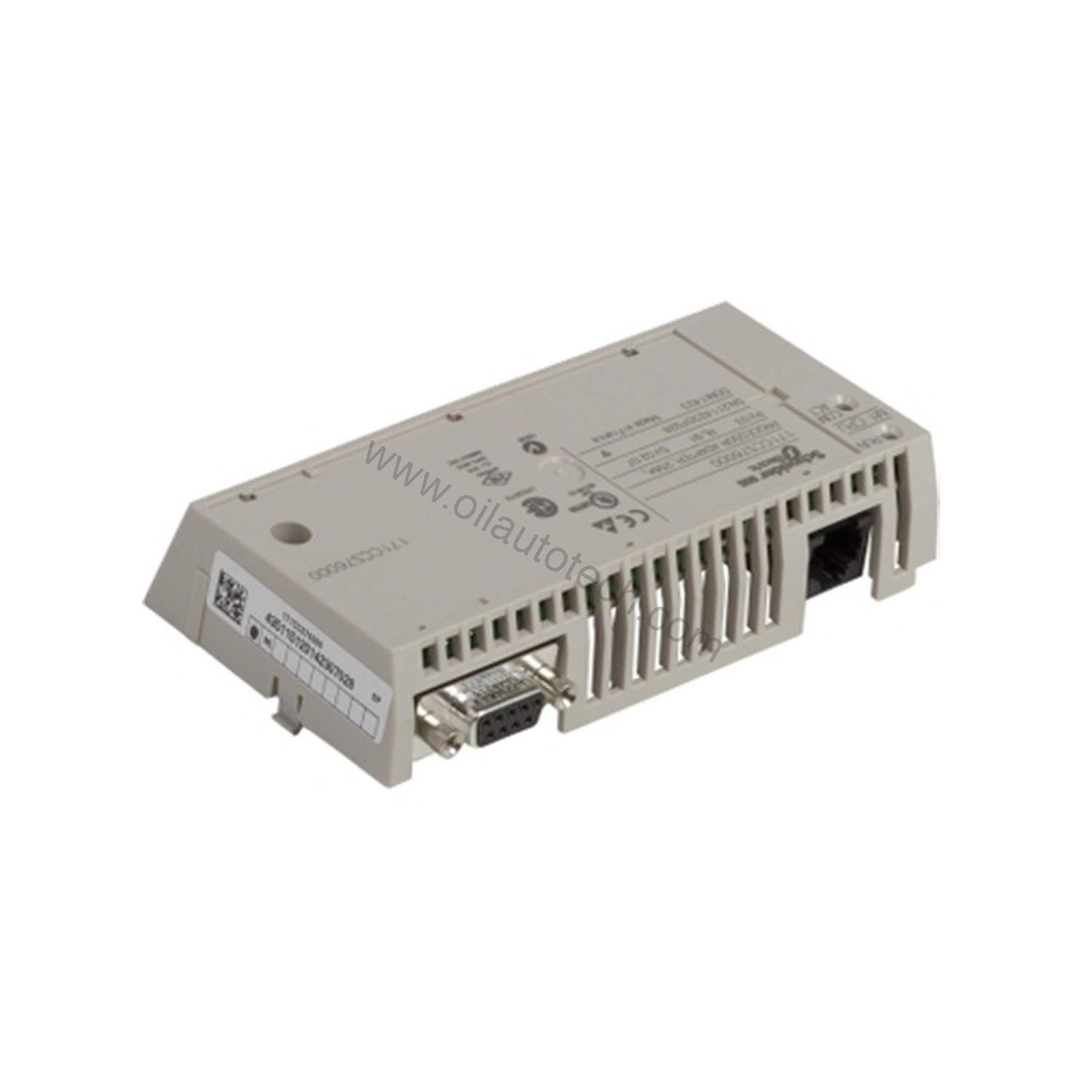 Figure 1: Front view of the Schneider 171CCS76000 industrial automation component showing its physical design and enclosure.