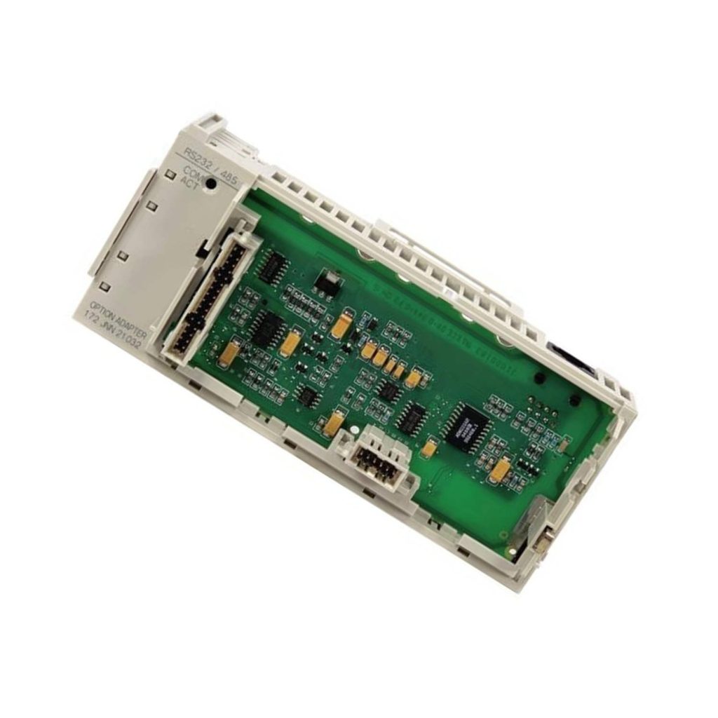Figure 2: Technical layout and connection details for the Schneider Electric 172JNN21032C industrial automation component.