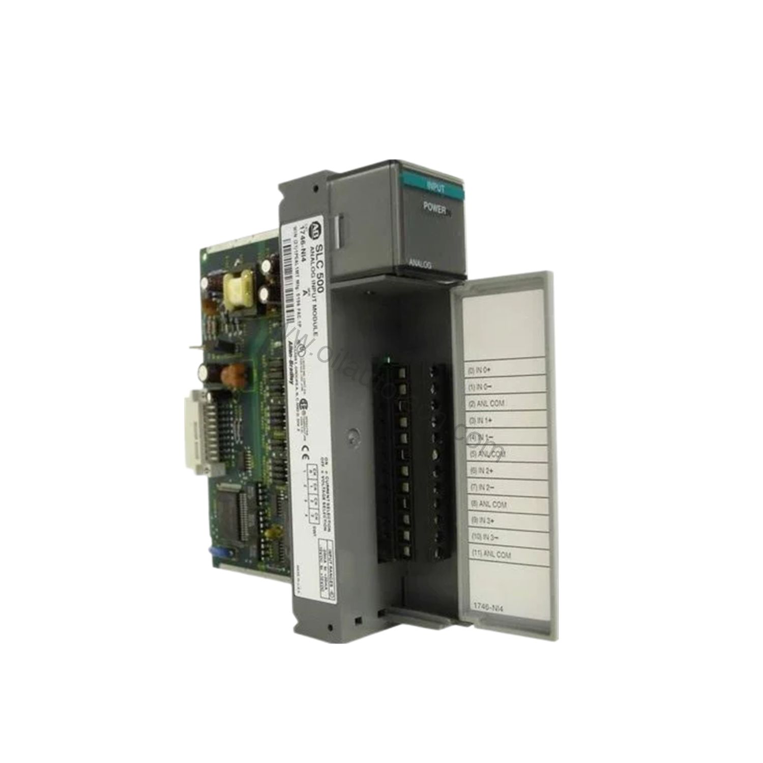 Figure 1: Front view of the Allen-Bradley 1746-FIO4V industrial automation component showing its physical design and enclosure.