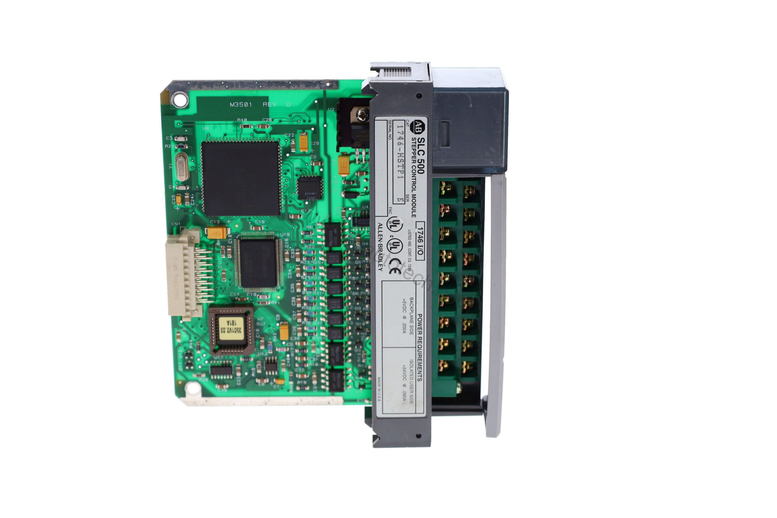 Figure 1: Front view of the Allen-Bradley 1746-HSTP1/E industrial automation component showing its physical design and enclosure.