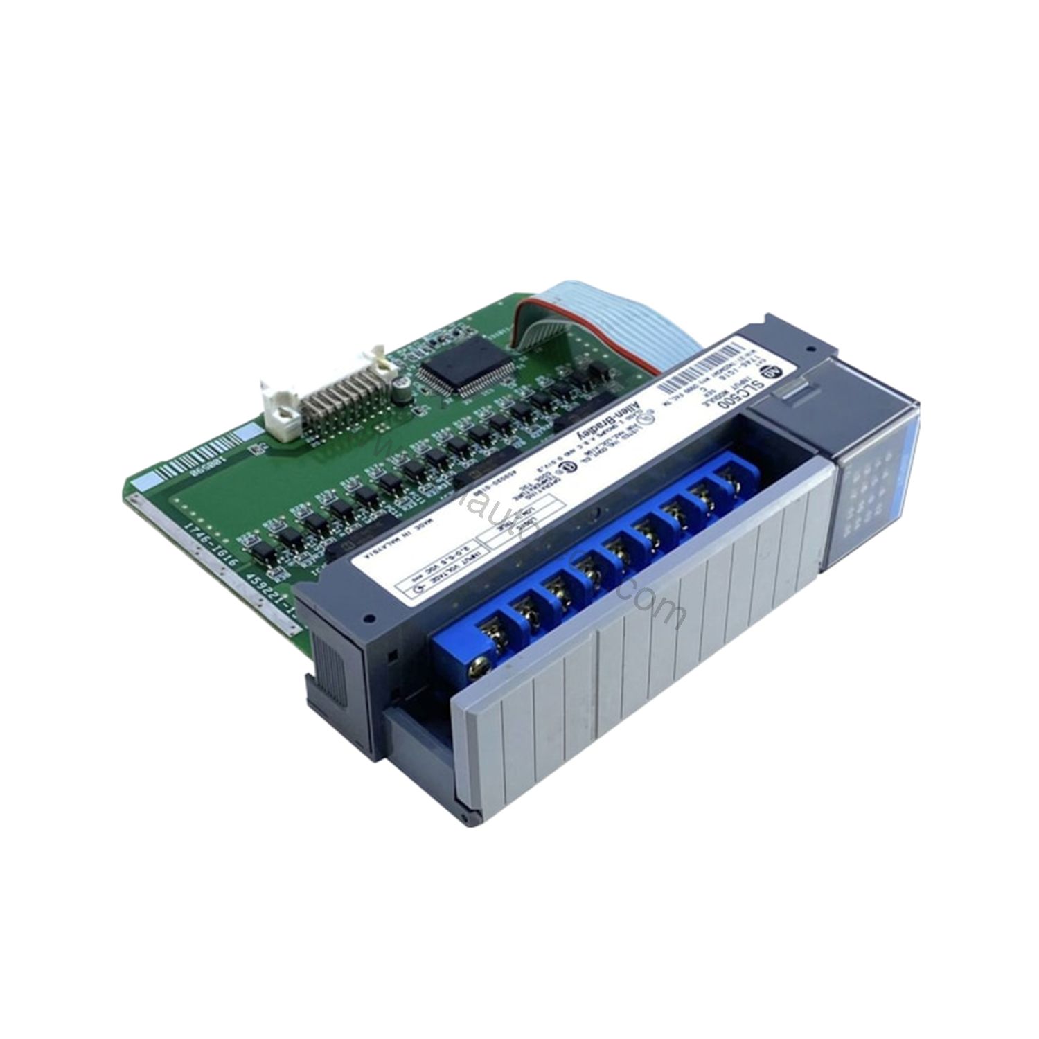 Figure 1: Front view of the Allen-Bradley 1746-IB16 industrial automation component showing its physical design and enclosure.