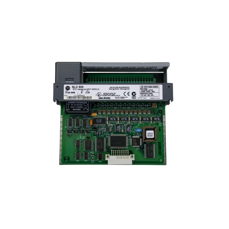Figure 2: Technical layout and connection details for the Allen-Bradley 1746-NR8 industrial automation component.