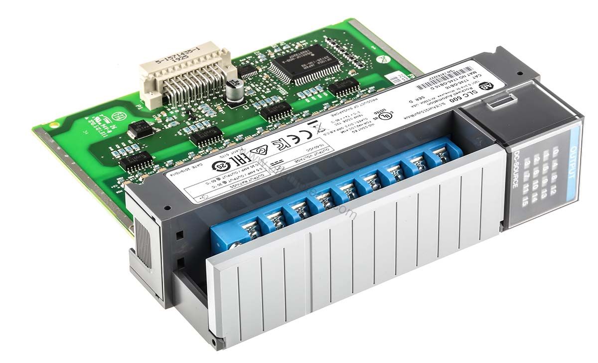 Figure 1: Front view of the Allen-Bradley 1746-OB16 industrial automation component showing its physical design and enclosure.