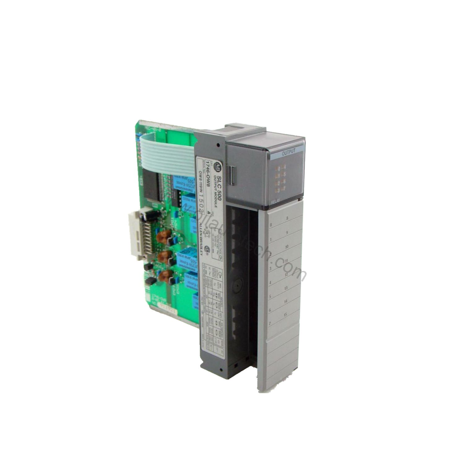 Figure 1: Front view of the Allen-Bradley 1746-OW8/A industrial automation component showing its physical design and enclosure.