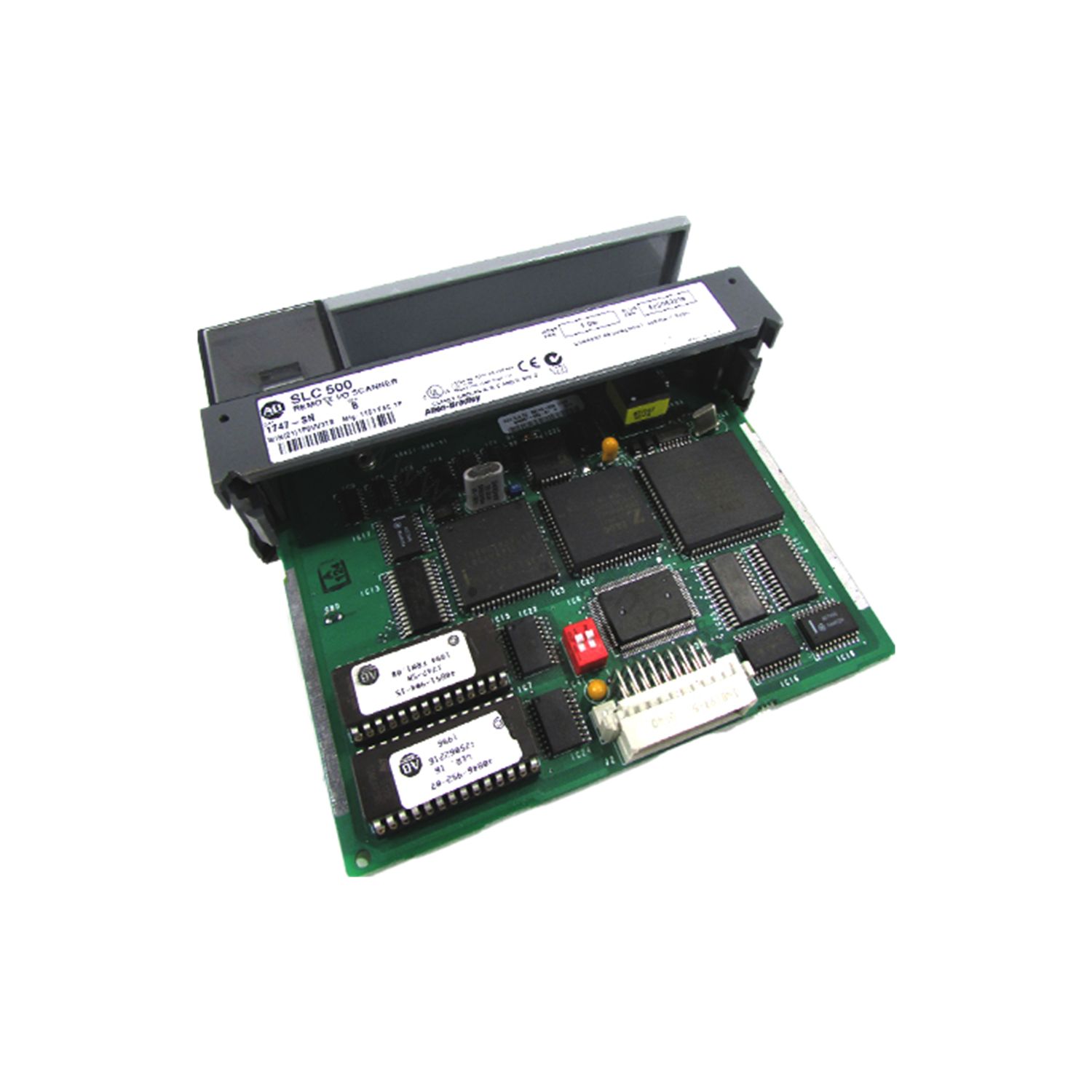 Figure 1: Front view of the Allen-Bradley 1747-SN/B industrial automation component showing its physical design and enclosure.