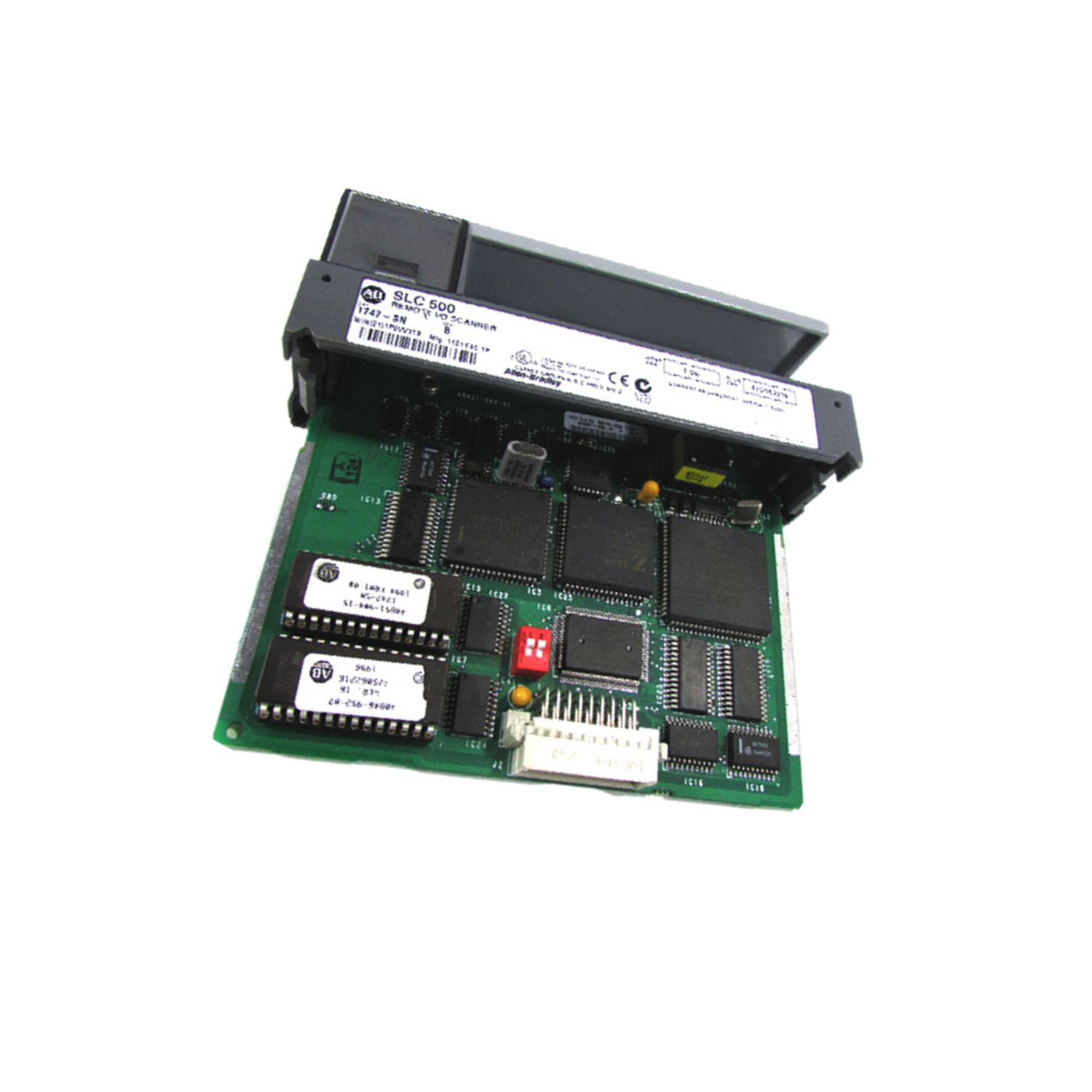 Figure 2: Technical layout and connection details for the Allen-Bradley 1747-SN/B industrial automation component.