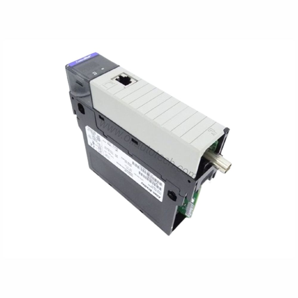 Figure 1: Front view of the Allen-Bradley 1756-CNB/E industrial automation component showing its physical design and enclosure.